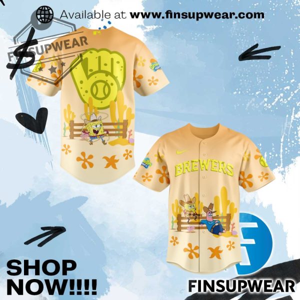 Spongebob Squarepants Milwaukee Brewers Baseball Jersey finsupwear 1