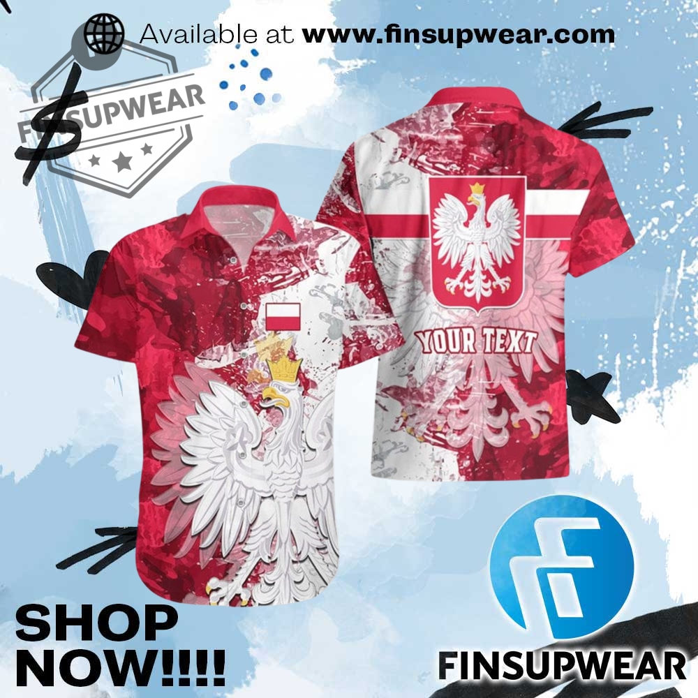 Poland Hawaiian Polska Coat Of Arms Flag Shirt
