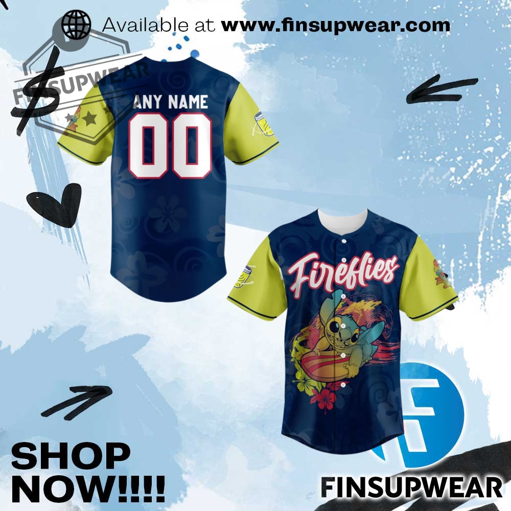 Columbia Fireflies X Stitch 2025 Special Edition Baseball Jersey 1 Columbia Fireflies x Stitch 2025 Special Edition Baseball Jersey