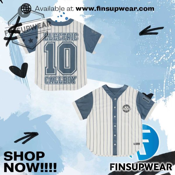 Electric Callboy Merch Store Shop Electric Callboy Beige Blue Baseball Jersey finsupwear 1