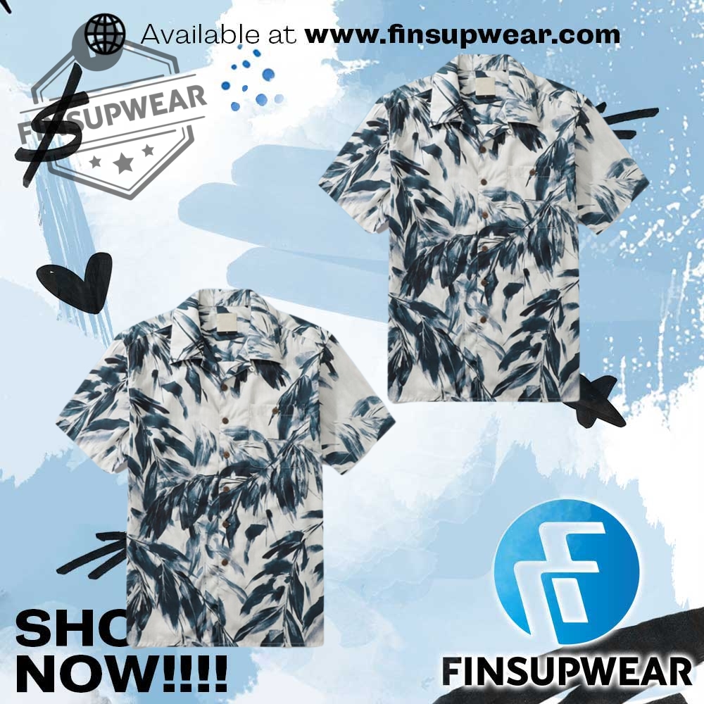 Dark Blue Bamboo Leaves Style Hawaiian Shirt 1 Dark Blue Bamboo Leaves Style Hawaiian Shirt