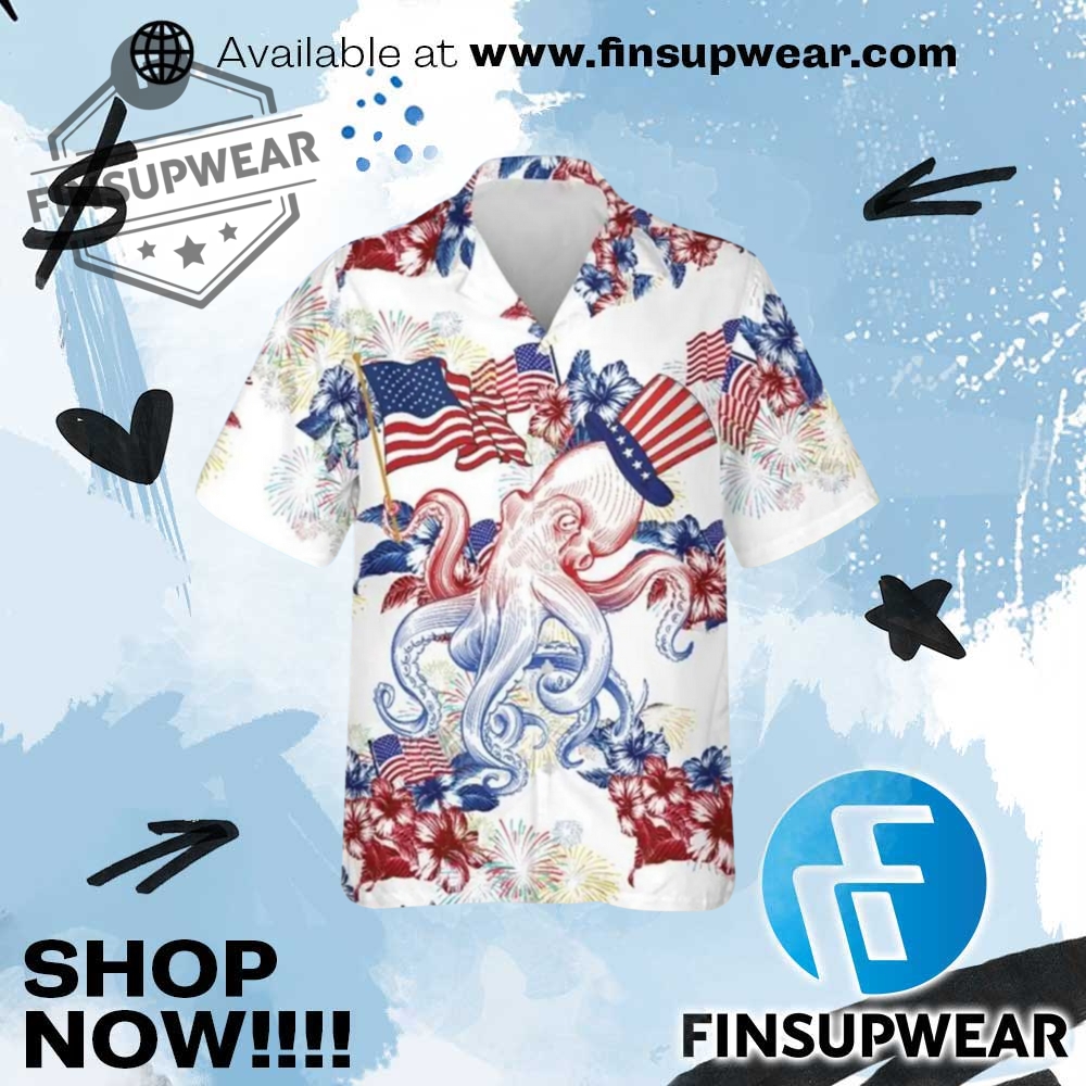 Octopus 4Th Of July Hawaiian Shirt 1 Octopus 4th Of July Hawaiian Shirt