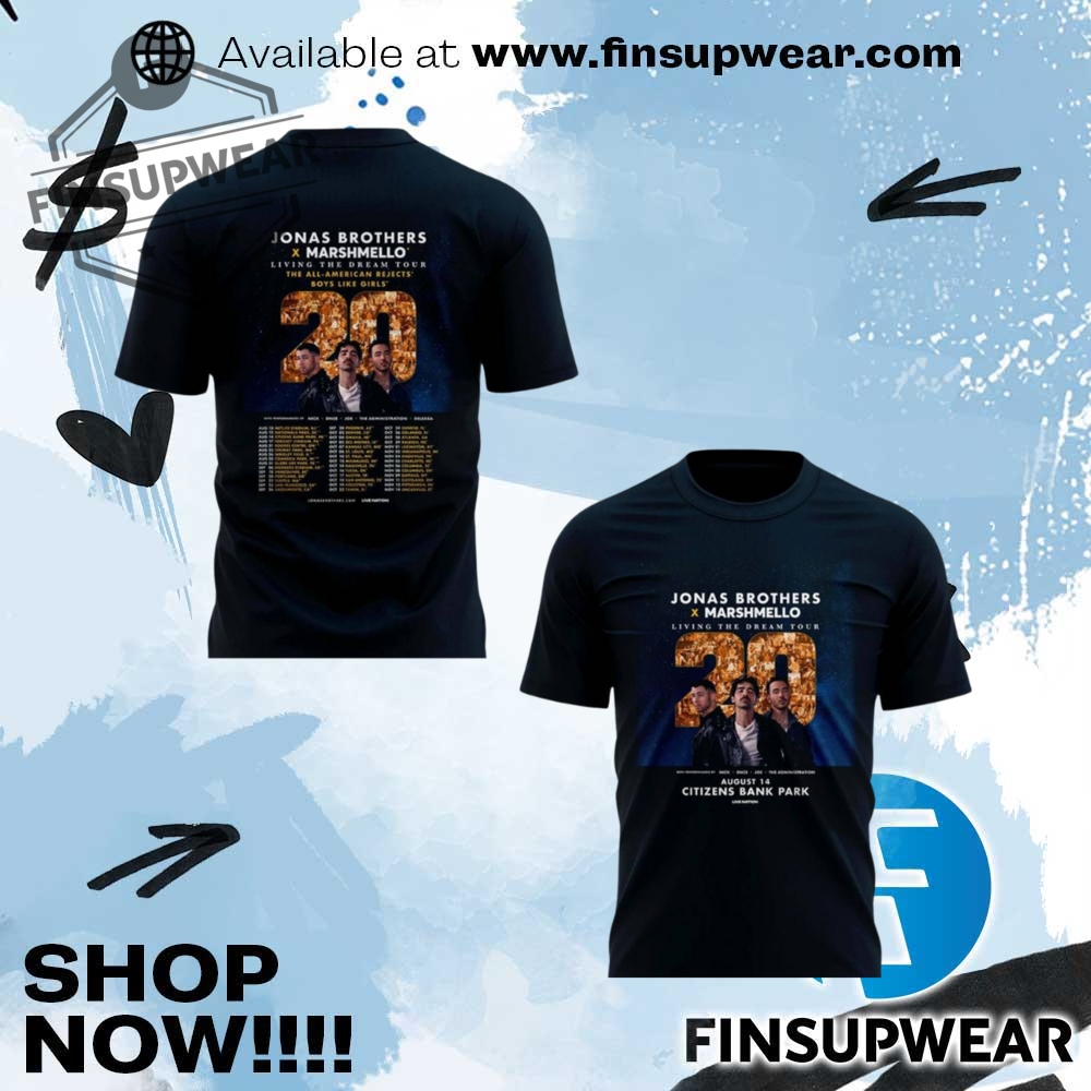 Philadelphia Phillies X Jonas Brothers Jonas20 Living The Dream Tour Special Shirt 1 Philadelphia Phillies x Jonas Brothers JONAS20 Living The Dream Tour Special shirt