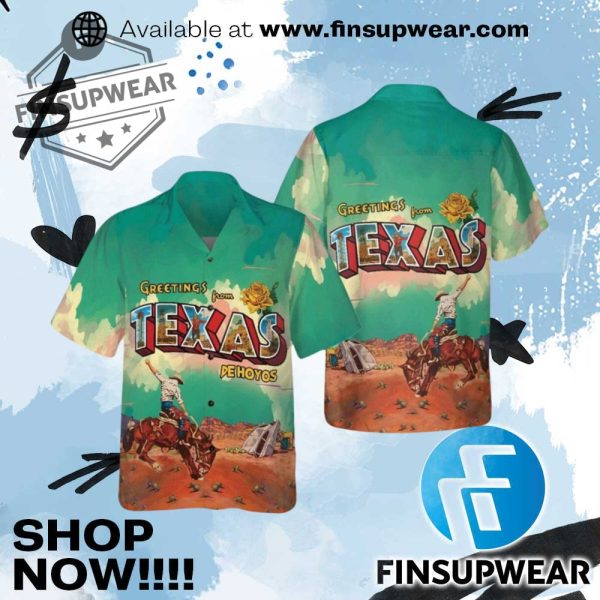 Greetings From Texas Hawaiian Shirt finsupwear 1