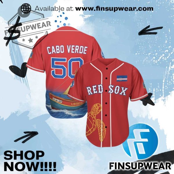 Red Sox Cabo Verde Celebration Jersey Giveaway 2025 finsupwear 1