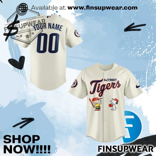 Detroit Tigers X Peanuts Personalized Baseball Jersey finsupwear 1