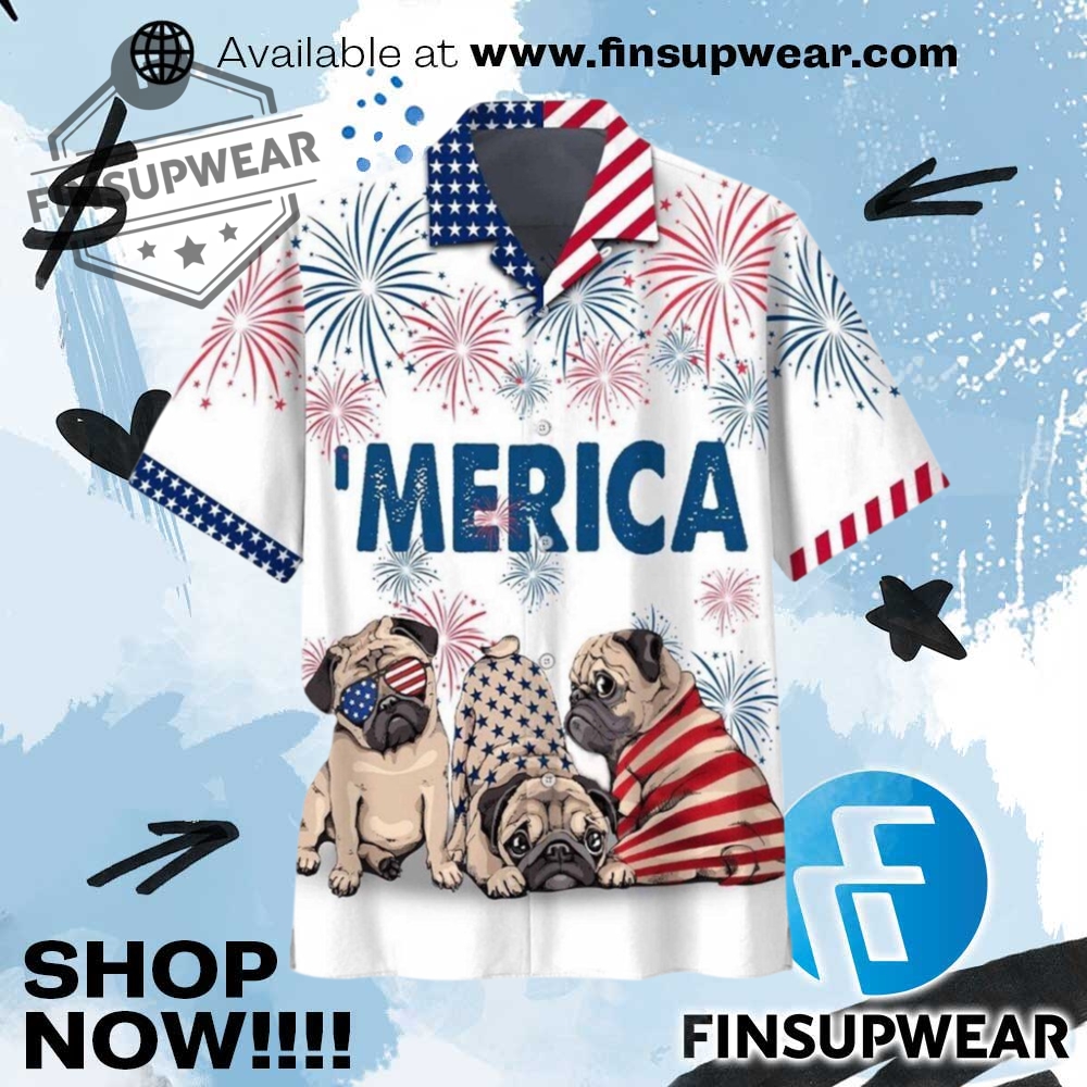 Pug Beers Freedom Celebrating Independence Day Hawaiian Shirt 1 Pug Beers Freedom Celebrating Independence Day Hawaiian Shirt