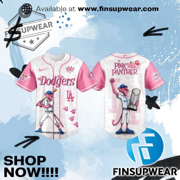 Los Angeles Dodgers X The Pink Panther Baseball Jersey finsupwear 1