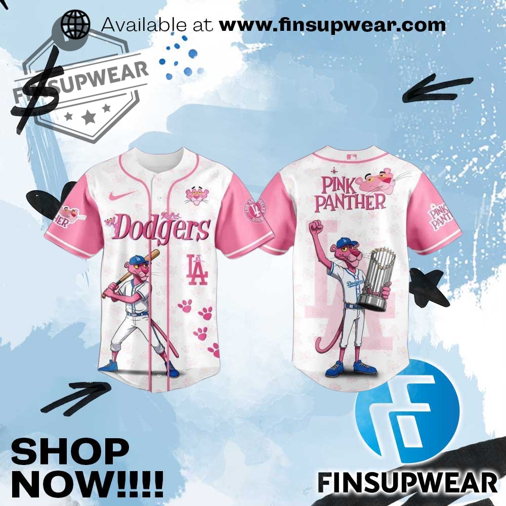 Los Angeles Dodgers X The Pink Panther Baseball Jersey 1 Los Angeles Dodgers X The Pink Panther Baseball Jersey