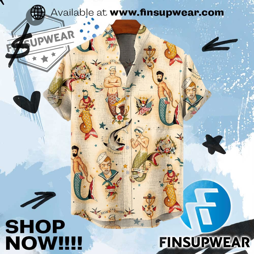 Lgbt Pride Gay Vintage Mermaid Sailor Art Hawaiian Shirt 1 LGBT Pride Gay Vintage Mermaid Sailor Art Hawaiian Shirt