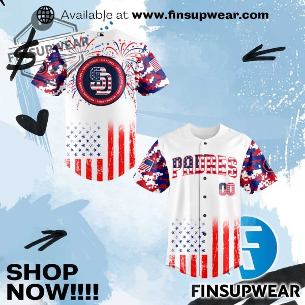 San Diego Padres Mlb The 4Th Of July Military Jersey finsupwear 1