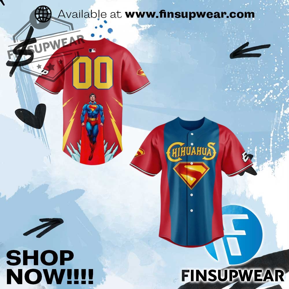 El Paso Chihuahuas 2025 Superman Night Baseball Jersey 1 El Paso Chihuahuas 2025 Superman Night Baseball Jersey