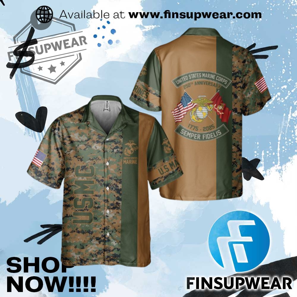 U.S. Marines 250Th Anniversary Hawaiian Shirt 1 U.S. Marines 250th Anniversary Hawaiian Shirt