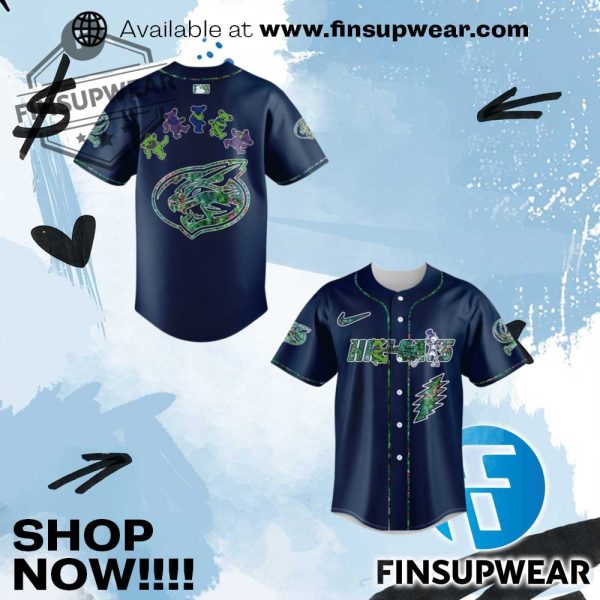 Lynchburg Hillcats Grateful Dead 60Th Anniversary Blue Baseball Jersey finsupwear 1