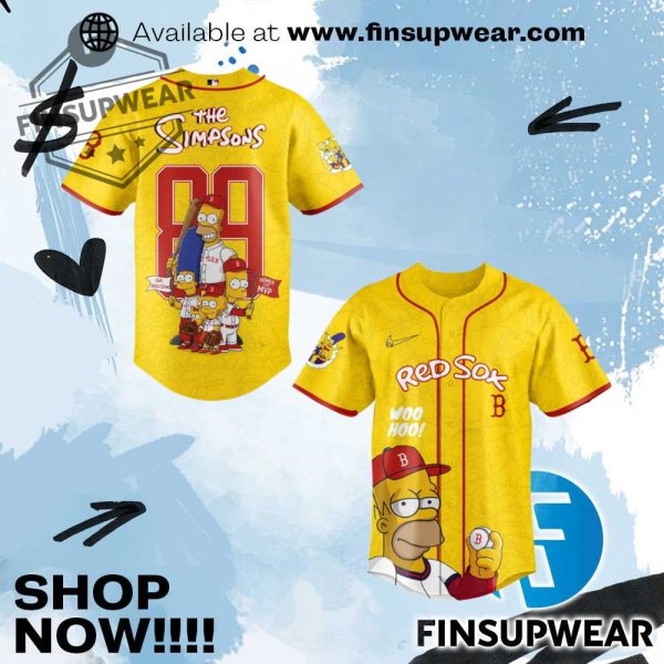 Boston Red Sox X The Simpsons Go Red Sox Baseball Jersey finsupwear 1