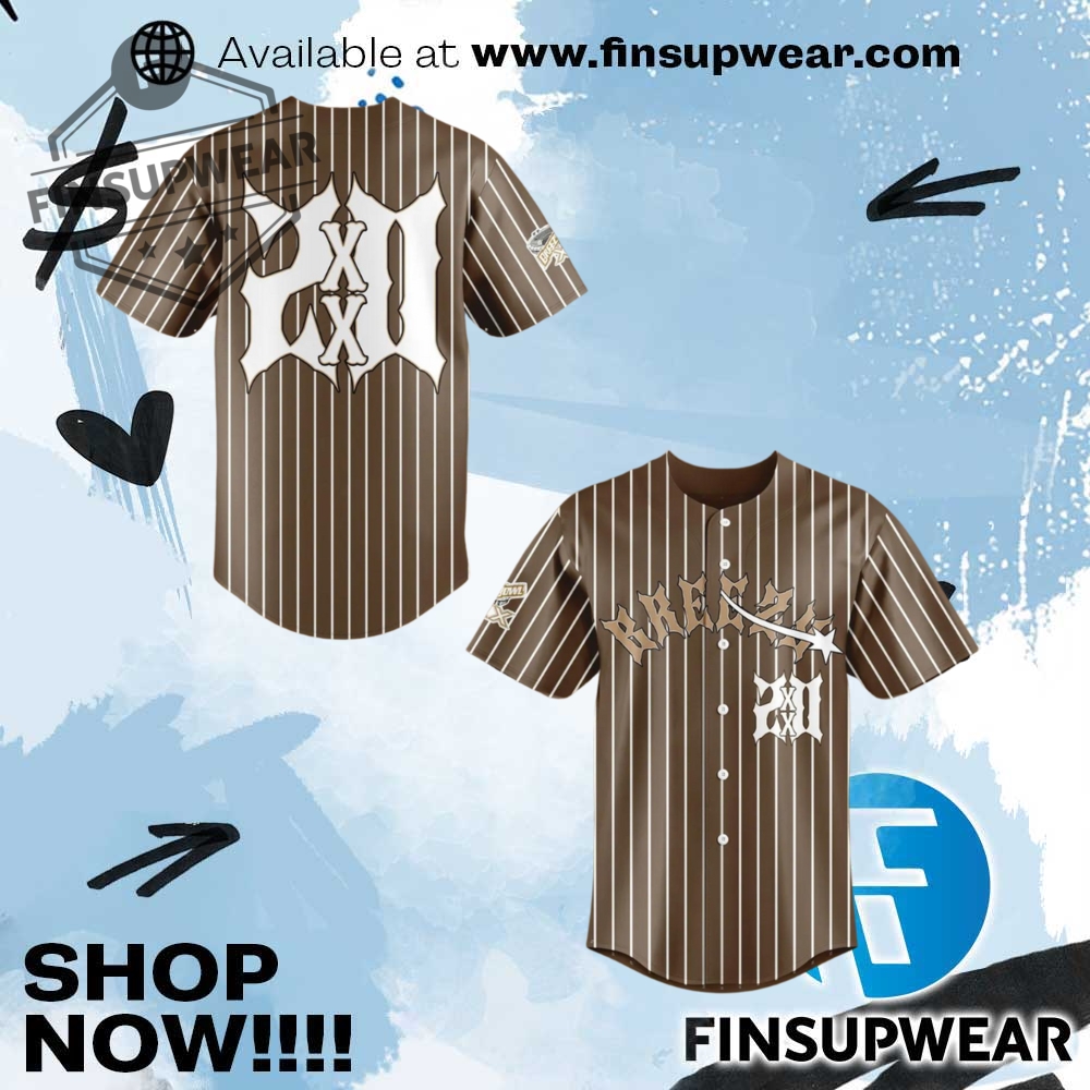 Chris Brown Breezy Bowl 20 Special Edition Pinstripe Baseball Jersey 1 Chris Brown Breezy Bowl 20 Special Edition Pinstripe Baseball Jersey