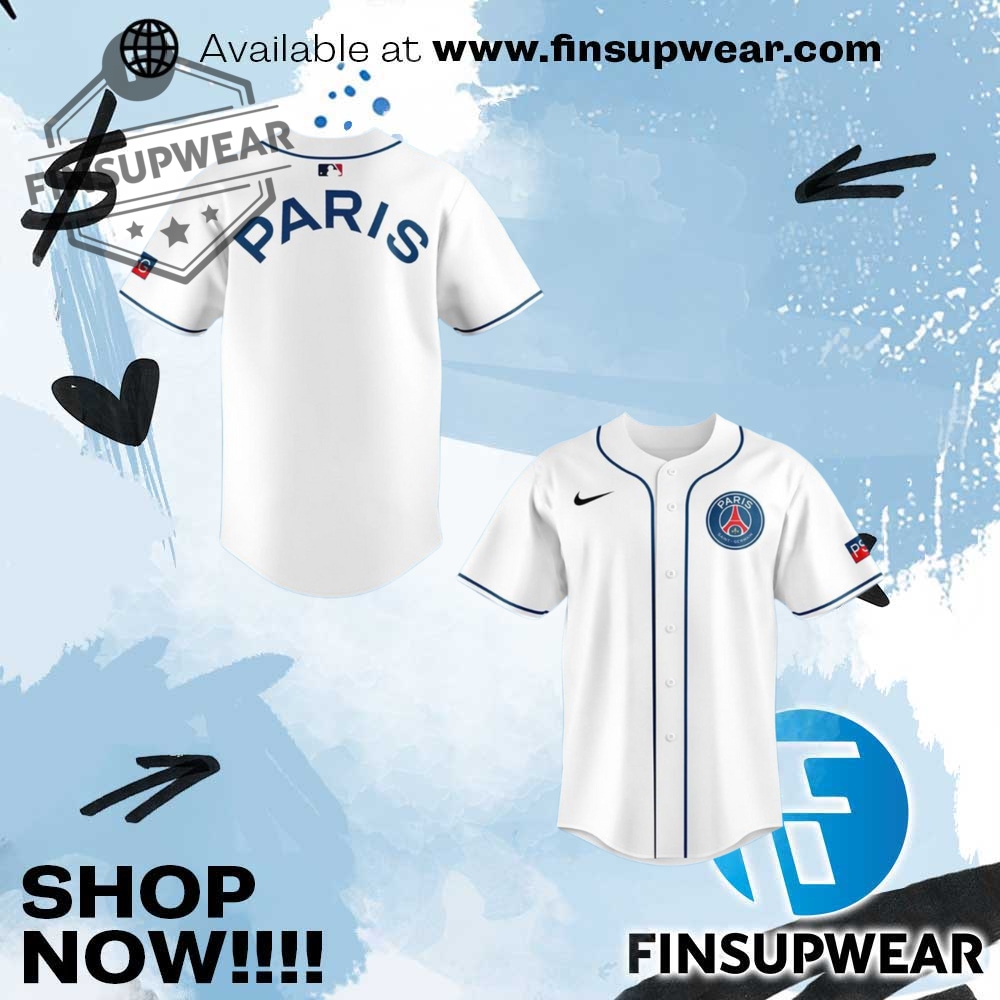 Paris Saintgermain X Mlb Nike Club World Cup White Baseball Jersey 1 Paris Saint-Germain x MLB Nike Club World Cup White Baseball Jersey