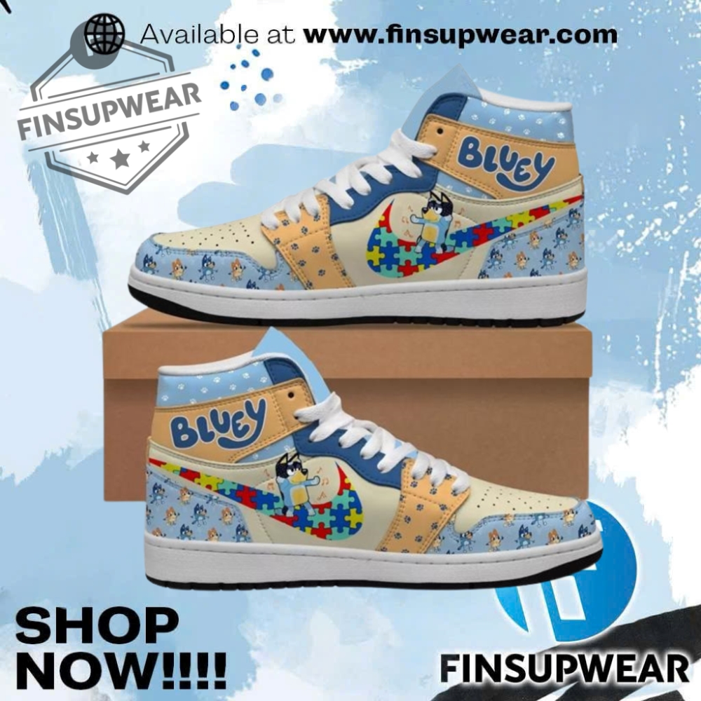 Bluey Autism Air Jordan 1 High Top Shoes finsupwear 1