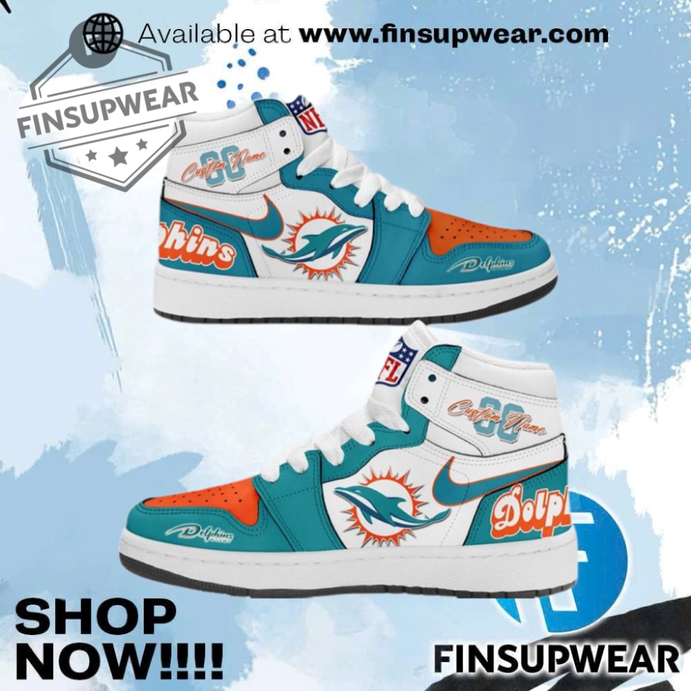 Miami Dolphins Nfl Team Inspired Air Jordan 1 Limited Sneakers