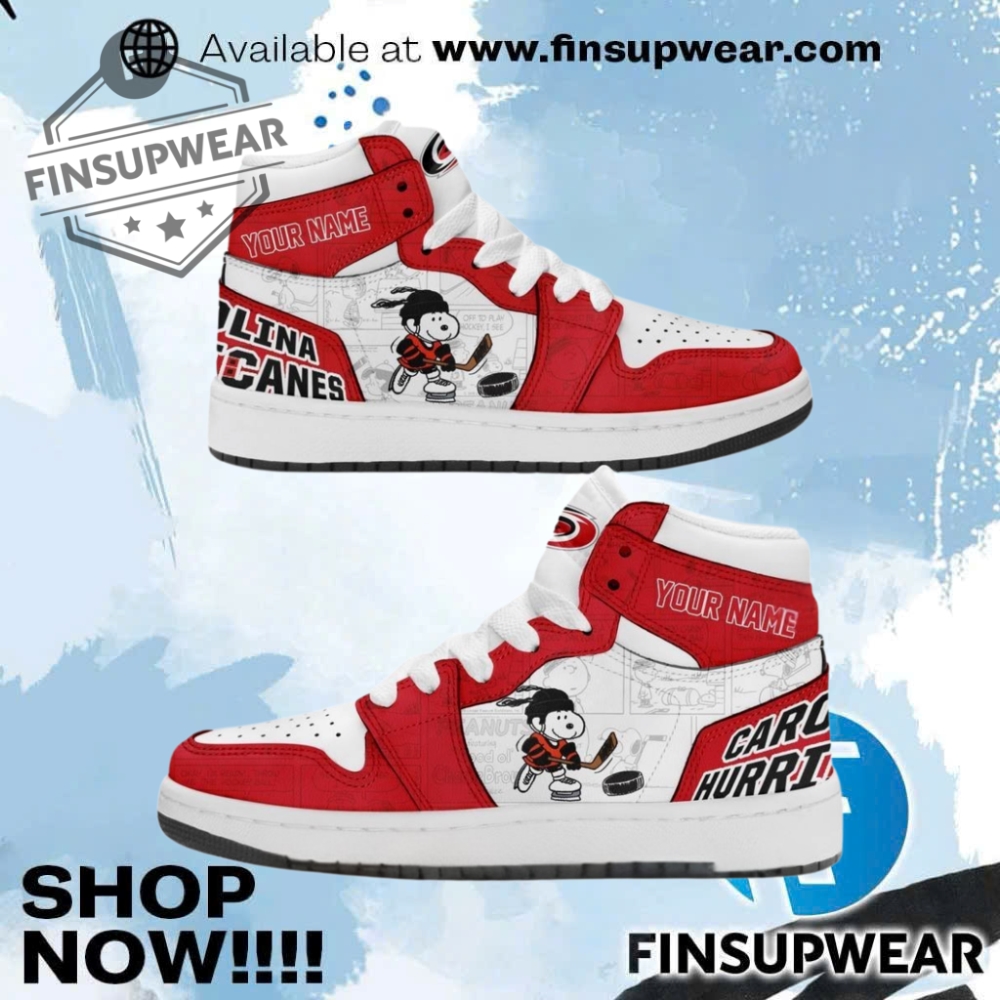 Carolina Hurricanes 75Th Anniversary Of Peanuts Air Jordan 1 Shoes