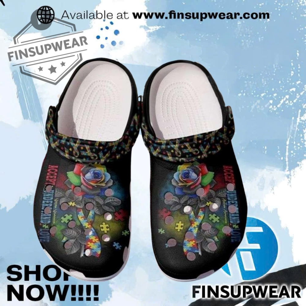 Autism Awareness Day Autism Rose And Ribbon Puzzle Pieces Crocs 1 Autism Awareness Day Autism Rose And Ribbon Puzzle Pieces Crocs Crocs