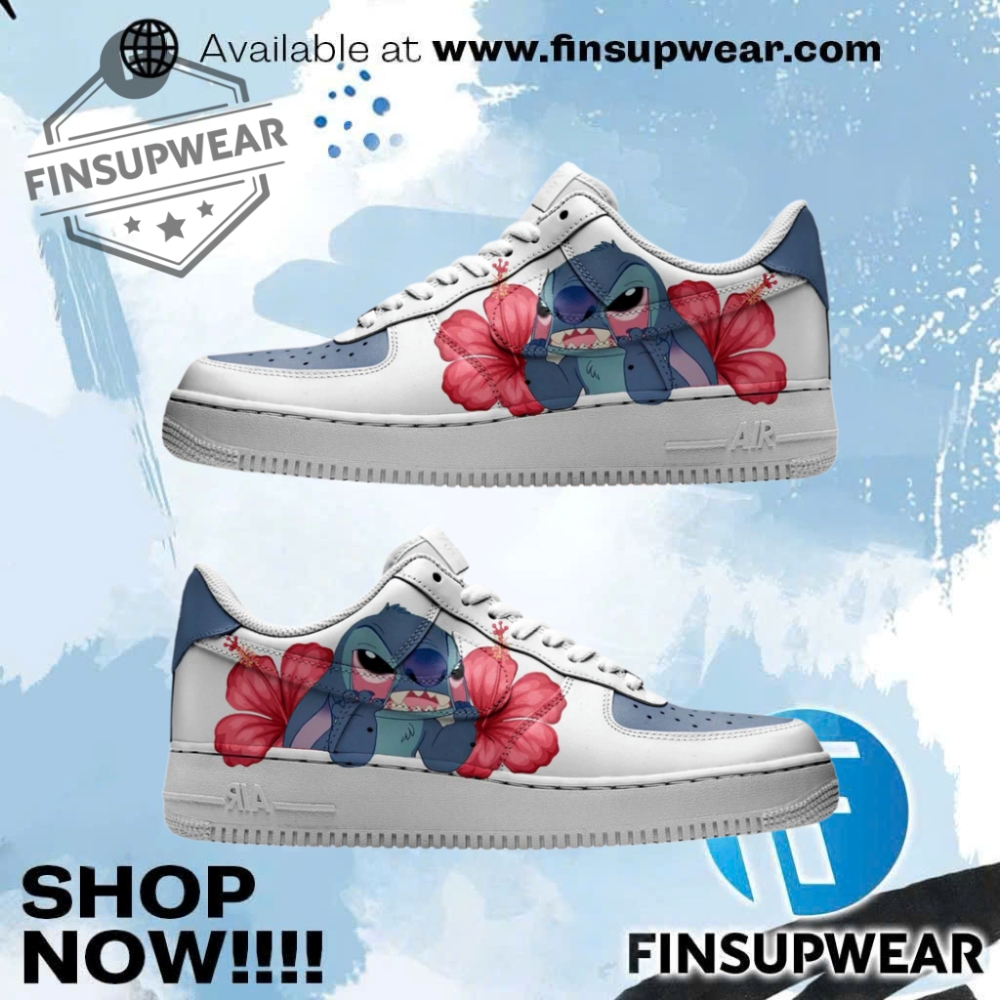 Stitch Floral Custom  Disney Lilo  Stitch Inspired  Air Force 1 Shoes