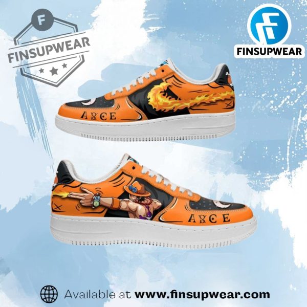 Portgas D Ace Air Force Custom Anime Shoes finsupwear 1