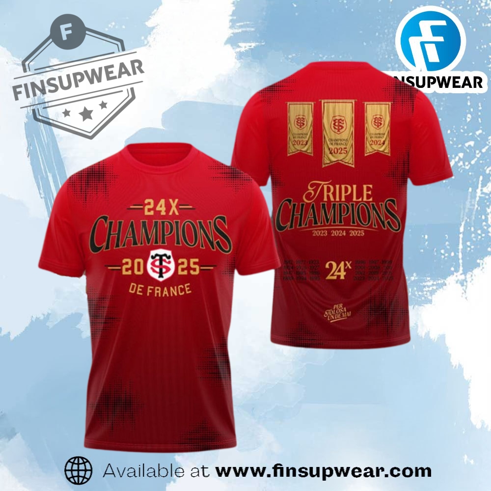 Stade Toulousain Champions 2025 Back To Back To Back 3D Shirt