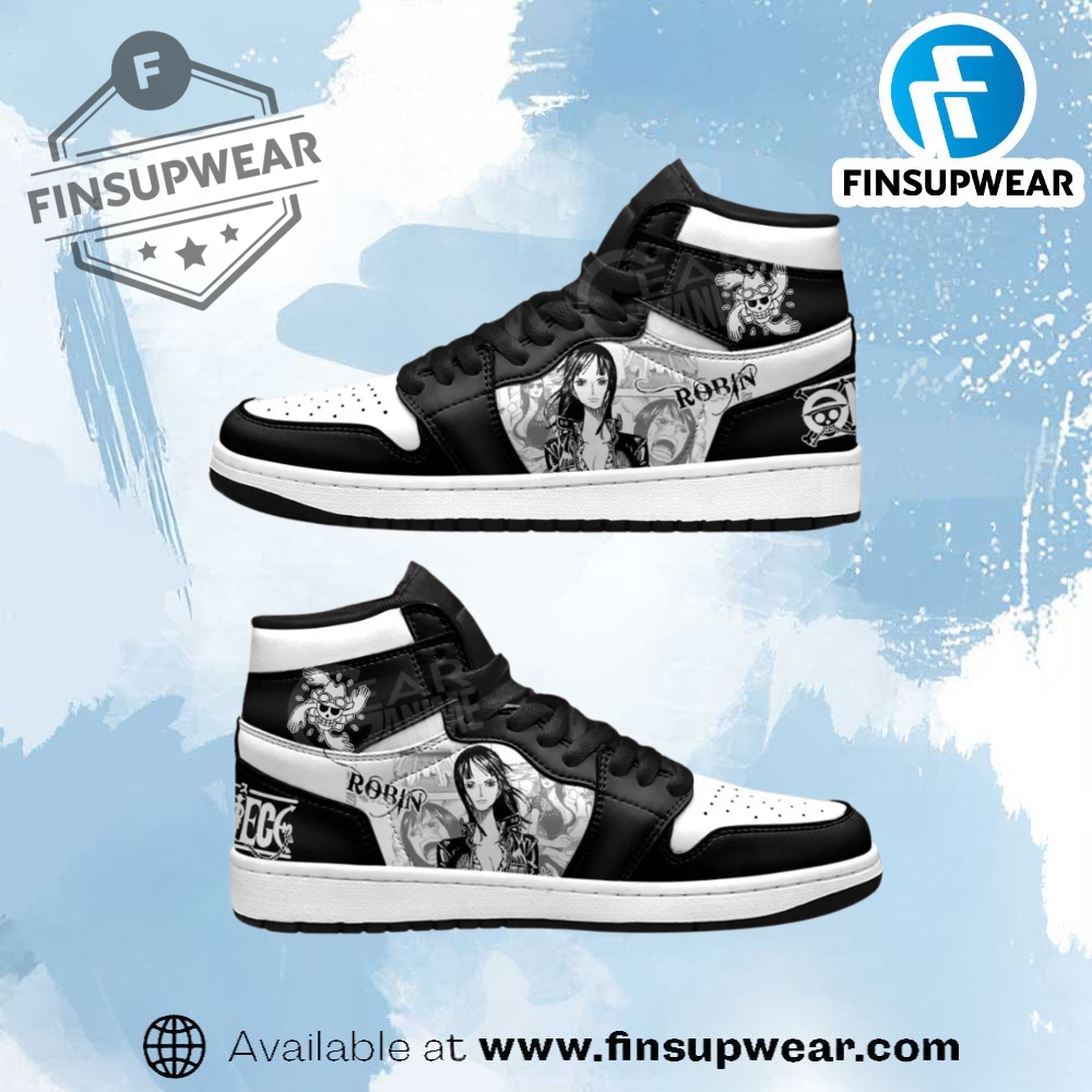 Nico Robin One Piece Monochrome Manga Style Custom Sneakers