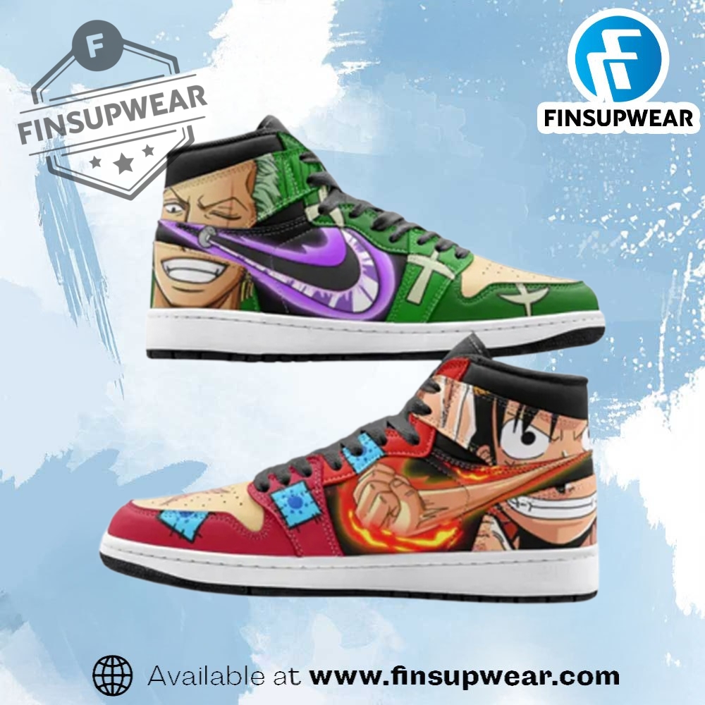 Zoro And Luffy High Top Jordan Custom Shoes