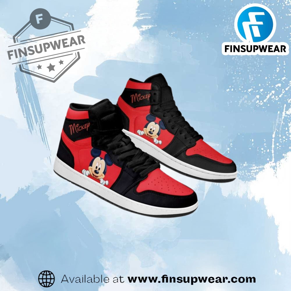 Disney Mickey Mouse Red Black Air Jordan 1 Sneakers