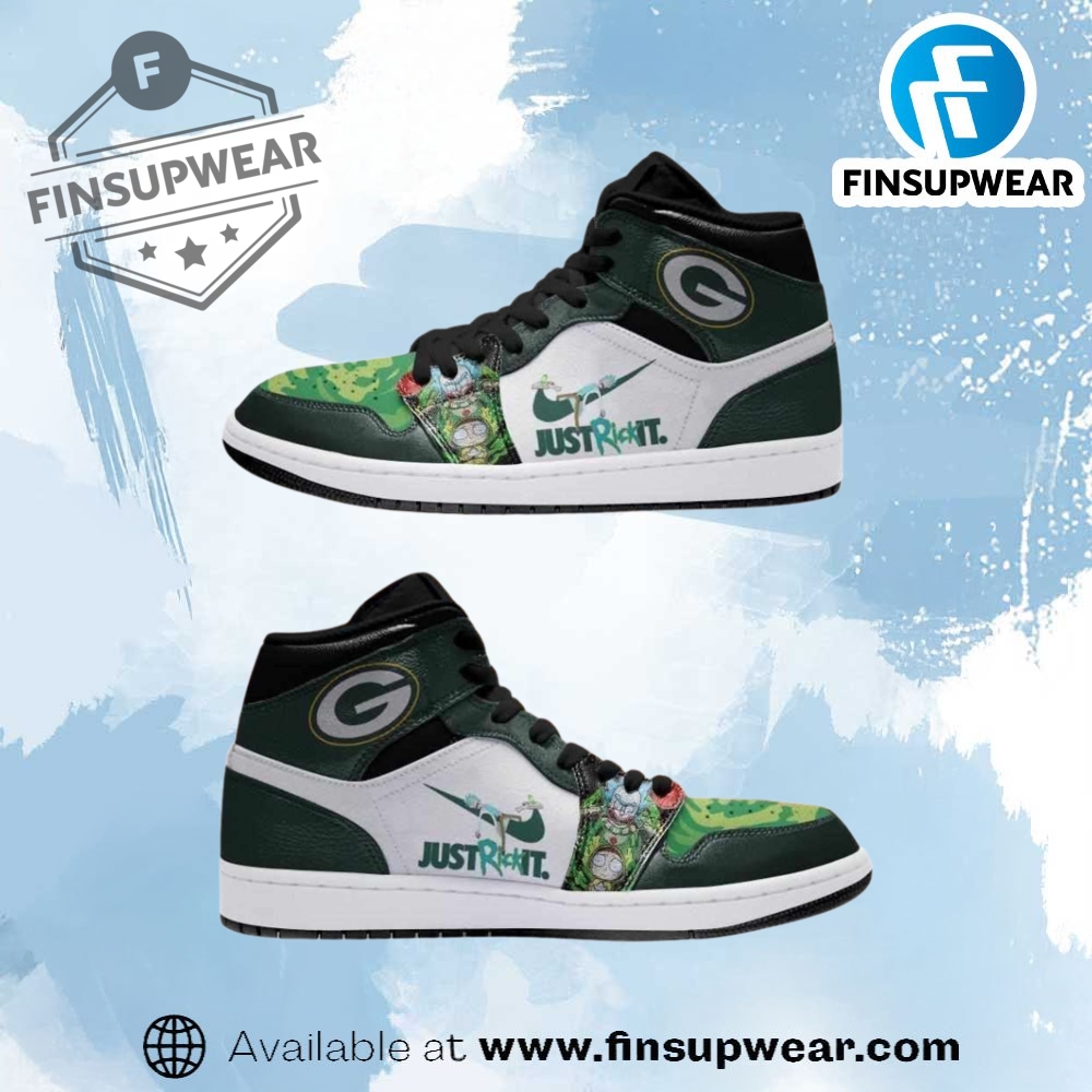 Rick And Morty Green Bay Packers Nfl Air Jordan 1 Sneakers