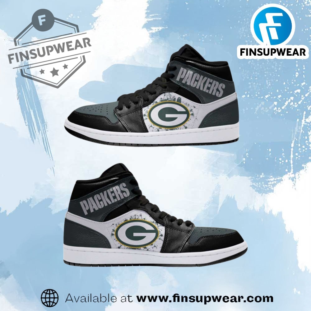 Green Bay Packers Nfl Painted Logo Air Jordan 1 Sneakers