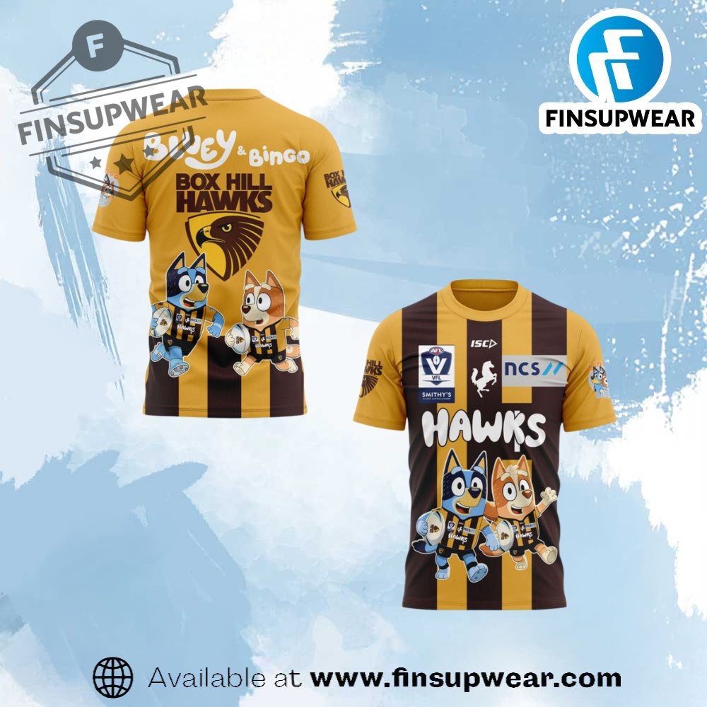 Box Hill Hawks Bluey  Bingo For Fans 2025 3D Shirt