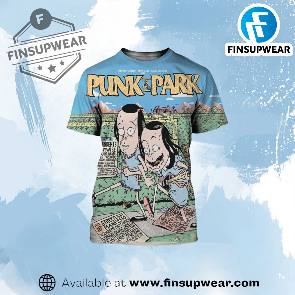 Top Trending 2025: The 3D Sports T-Shirts You Need Now 14 Punk In The Park Poster In National Western Stockyard Denver Colorado On July 18Th 19Th 2025 Shirt