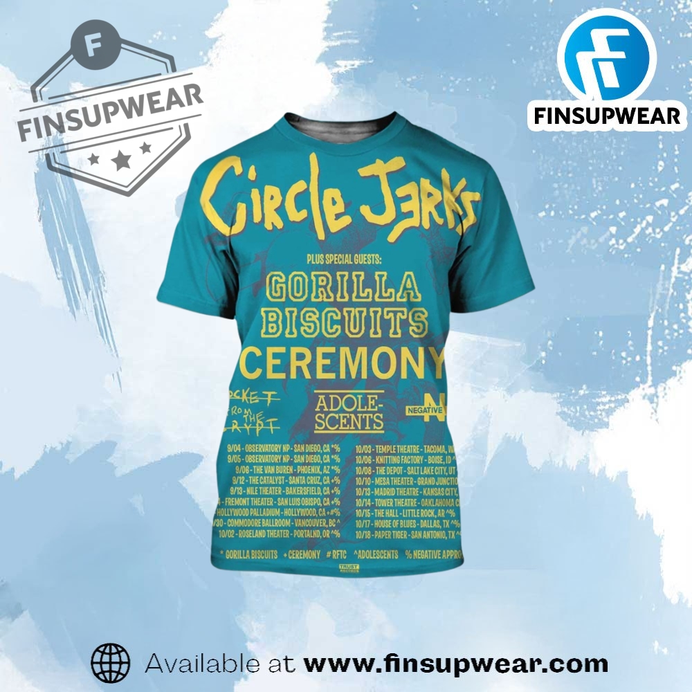Top Trending 2025: The 3D Sports T-Shirts You Need Now 15 Circle Jerks Tour 2025 Dates List Kick Off On September 4Th In San Diego Ca At The Observatory North Park Shirt