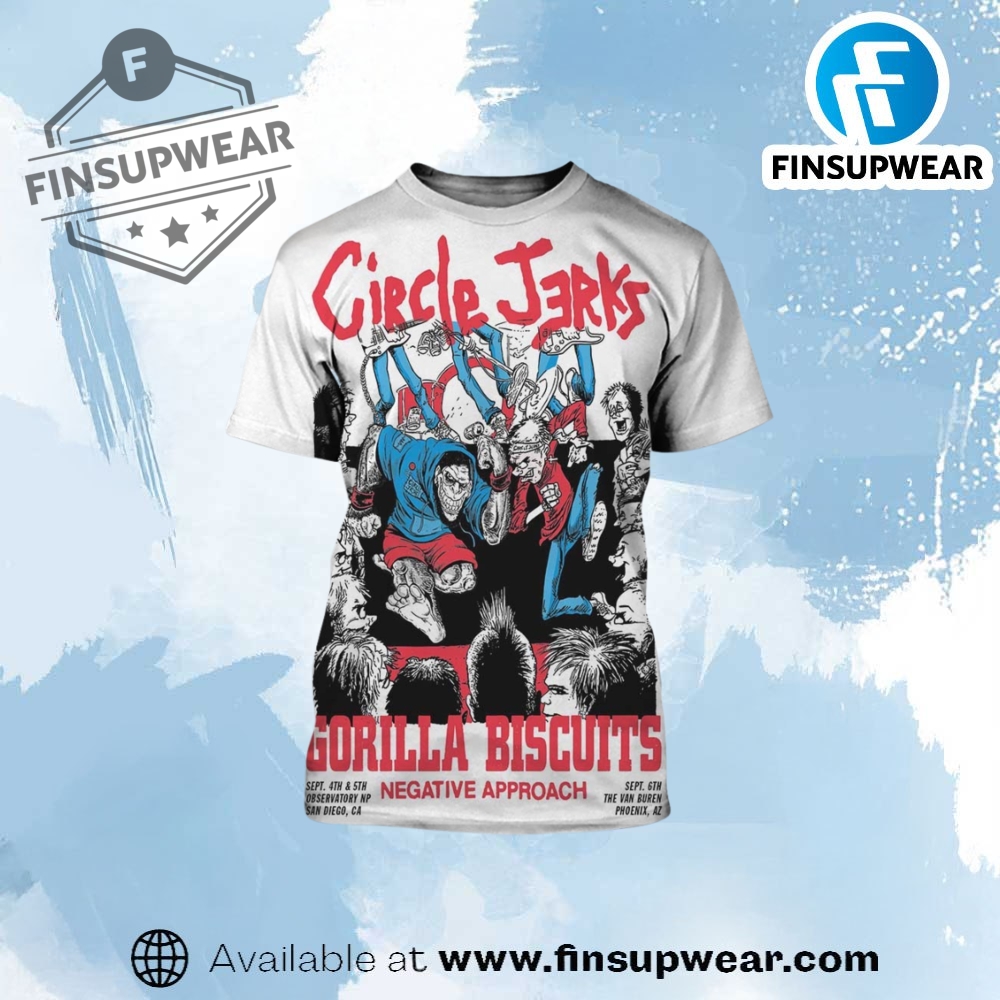 Top Trending 2025: The 3D Sports T-Shirts You Need Now 17 Circle Jerks Music Poster In San Diego Ca And Phoenix Az At Observatory Np And The Van Buren On September 4Th 5Th And 6Th 2025 Shirt