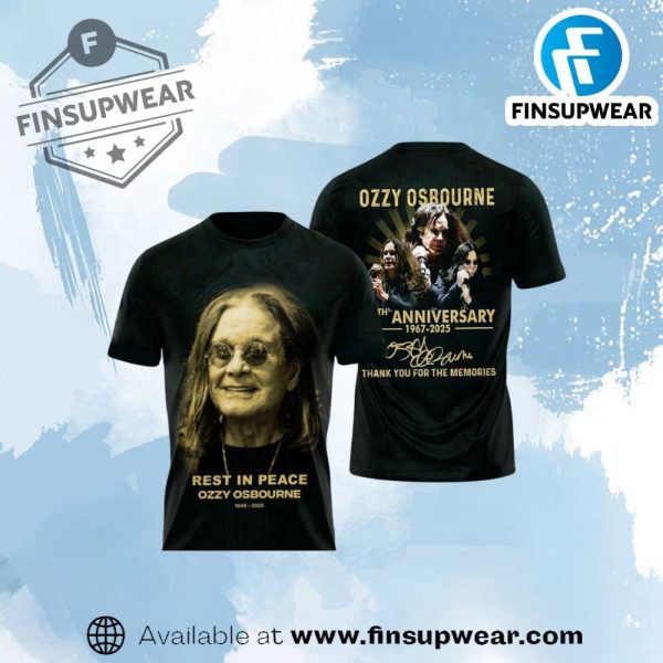 Ozzy Osbourne 57Th Anniversary 19672025 Thank You For The Memories Shirt finsupwear 1